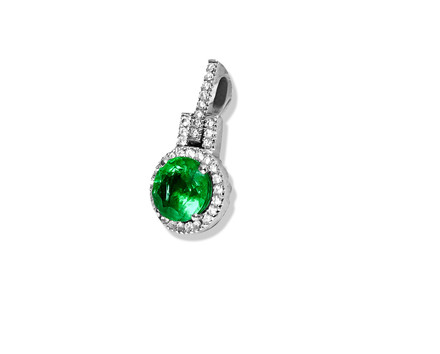 14K White Gold, 3.20 Carat Emerald & Diamond Pendant - Prince The Jeweler 14k-white-gold-3-20-carat-emerald-diamond-pendant, Necklaces & Pendants