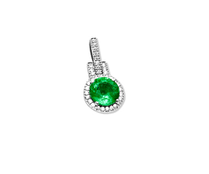 14K White Gold, 3.20 Carat Emerald & Diamond Pendant - Prince The Jeweler 14k-white-gold-3-20-carat-emerald-diamond-pendant, Necklaces & Pendants