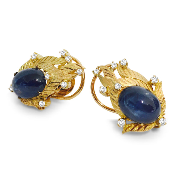 (GIA) 18K, Natural Blue Sapphire & Diamond Earrings - Prince The Jeweler gia-18k-natural-blue-sapphire-diamond-earrings, Earrings