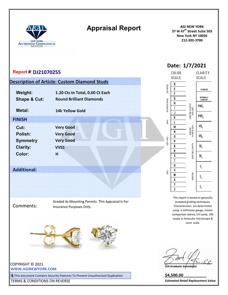 4.02 Carat J/SI2 Diamond Studs | GIA Certified