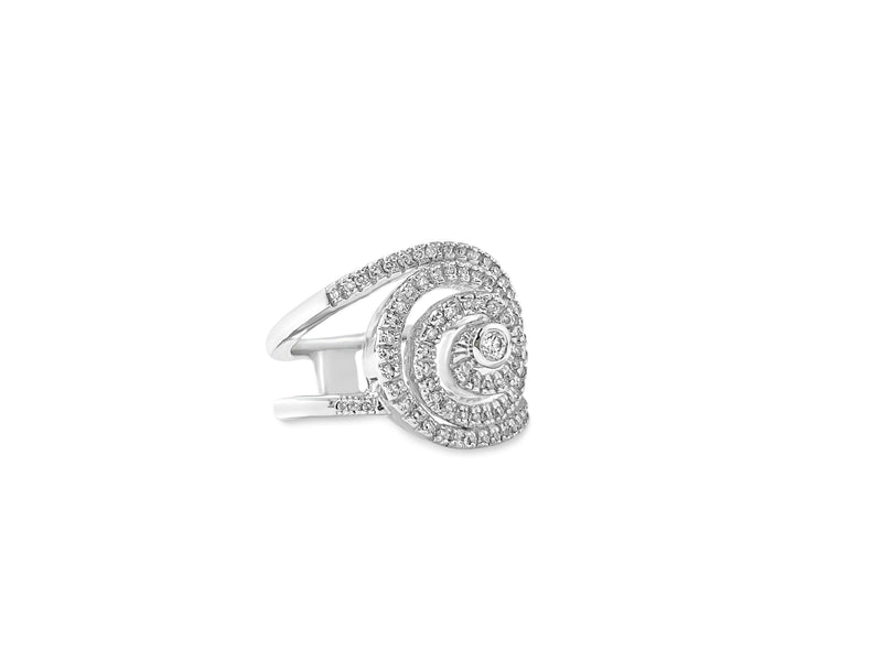 18k White Gold, 1.00ct Diamond Ring Swirl Motif - Prince The Jeweler 14k-white-gold-1-00-ct-diamond-swirl-ring, Rings