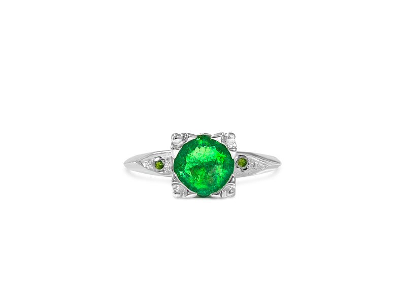 Vintage Platinum, 1.76 Carat Diamond & Emerald Ring. - Prince The Jeweler vintage-platinum-1-76-carat-diamond-emerald-ring, Rings