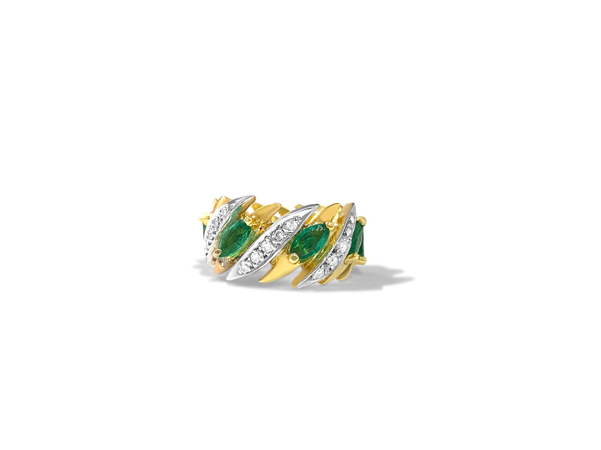 Modern 3.05 Carat Diamond & Emerald Ring in 14k Yellow Gold - Prince The Jeweler modern-3-05-carat-diamond-emerald-ring-in-18k-yellow-gold, Rings