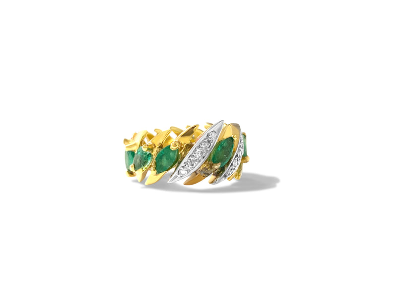 Modern 3.05 Carat Diamond & Emerald Ring in 14k Yellow Gold - Prince The Jeweler modern-3-05-carat-diamond-emerald-ring-in-18k-yellow-gold, Rings