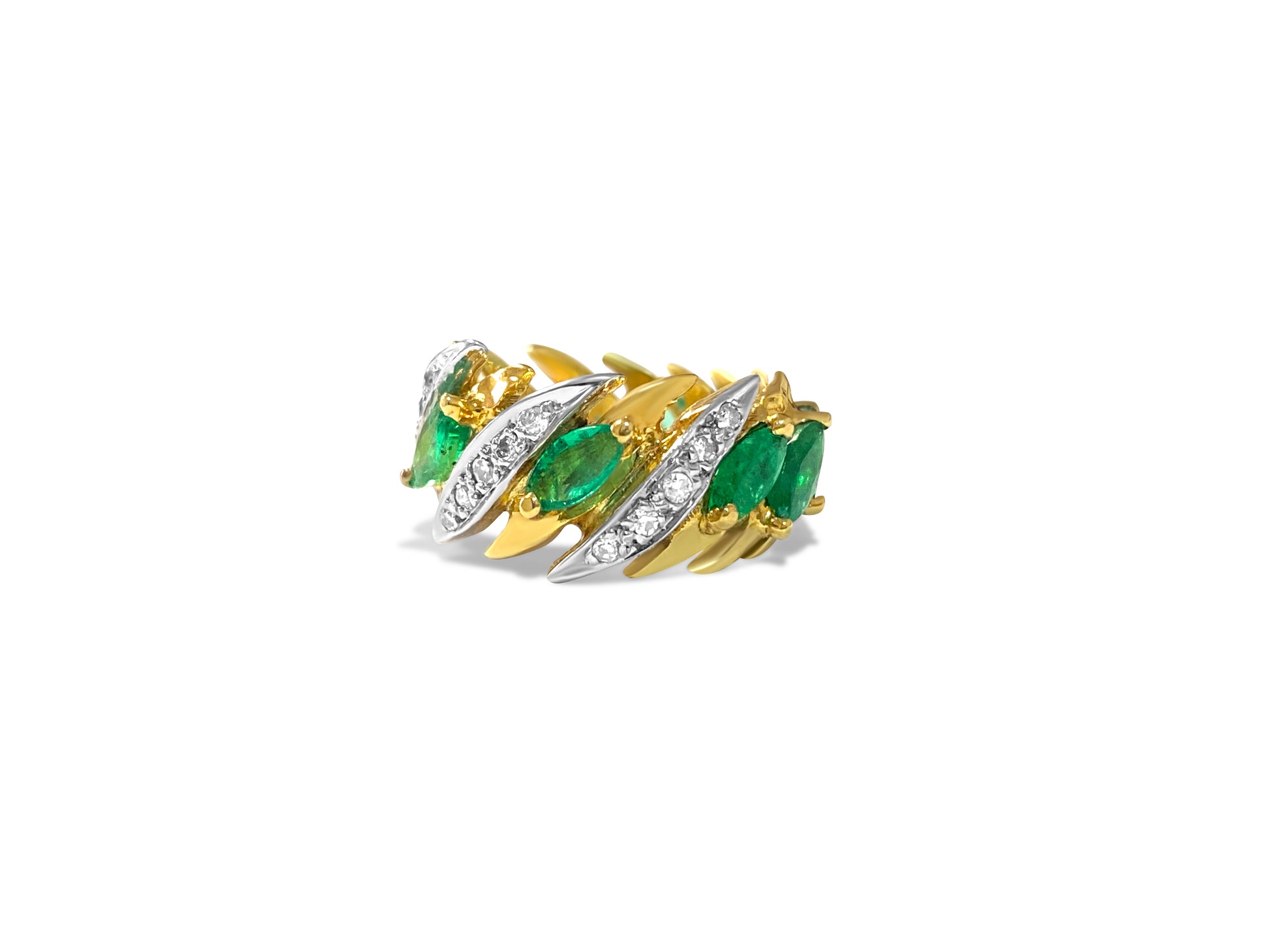 Modern 3.05 Carat Diamond & Emerald Ring in 14k Yellow Gold - Prince The Jeweler modern-3-05-carat-diamond-emerald-ring-in-18k-yellow-gold, Rings