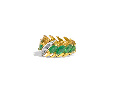 Modern 3.05 Carat Diamond & Emerald Ring in 14k Yellow Gold - Prince The Jeweler modern-3-05-carat-diamond-emerald-ring-in-18k-yellow-gold, Rings