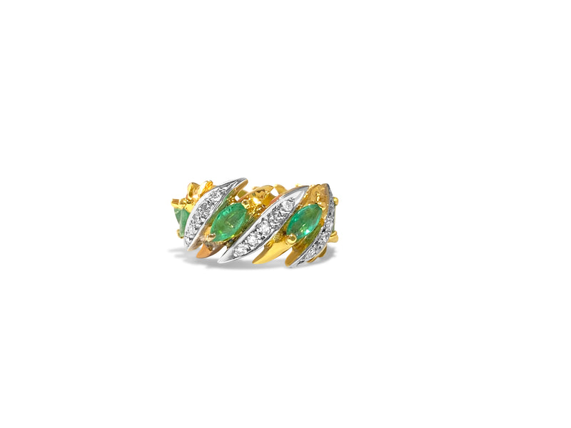 Modern 3.05 Carat Diamond & Emerald Ring in 14k Yellow Gold - Prince The Jeweler modern-3-05-carat-diamond-emerald-ring-in-18k-yellow-gold, Rings