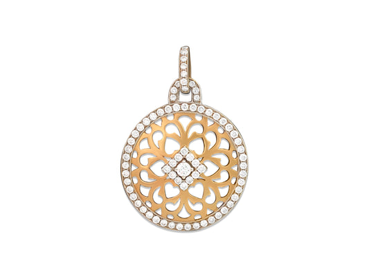 Two Tone Italian 18k Yellow Gold & Diamond Pendant - Prince The Jeweler two-tone-italian-18k-yellow-gold-diamond-pendant, Necklaces & Pendants