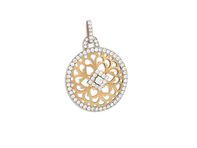 Two Tone Italian 18k Yellow Gold & Diamond Pendant - Prince The Jeweler two-tone-italian-18k-yellow-gold-diamond-pendant, Necklaces & Pendants