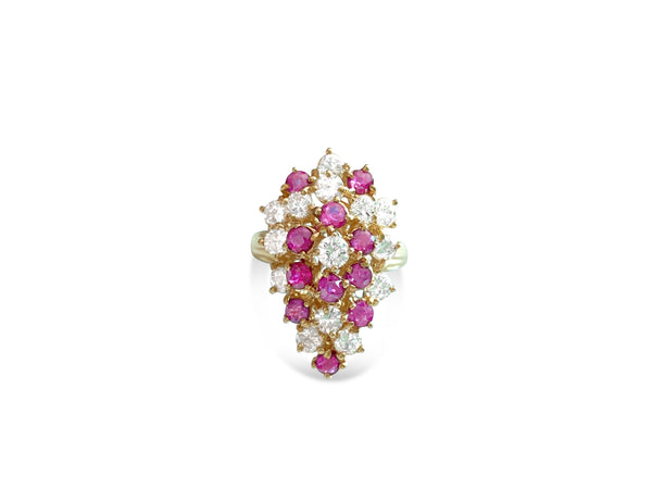 14K Gold, 3.50 Carat Diamond & Ruby Cocktail Ring - Prince The Jeweler 14k-gold-3-50-carat-diamond-ruby-cocktail-ring, Rings