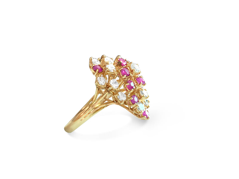 14K Gold, 3.50 Carat Diamond & Ruby Cocktail Ring - Prince The Jeweler 14k-gold-3-50-carat-diamond-ruby-cocktail-ring, Rings