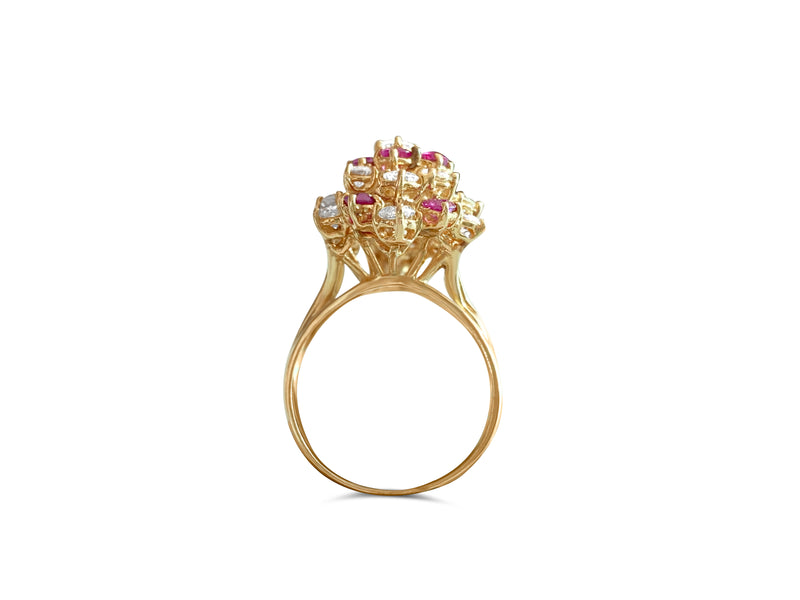 14K Gold, 3.50 Carat Diamond & Ruby Cocktail Ring - Prince The Jeweler 14k-gold-3-50-carat-diamond-ruby-cocktail-ring, Rings