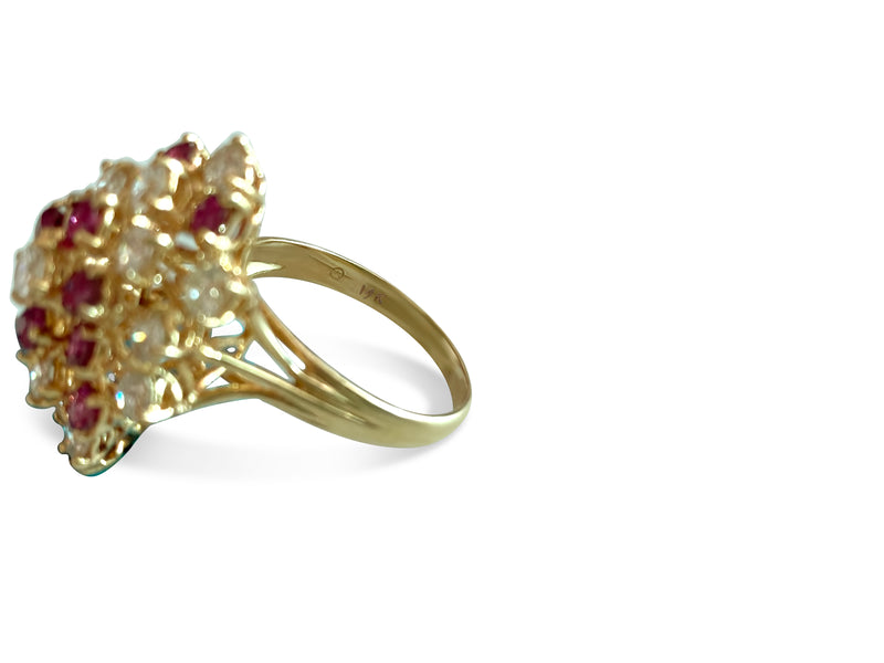 14K Gold, 3.50 Carat Diamond & Ruby Cocktail Ring - Prince The Jeweler 14k-gold-3-50-carat-diamond-ruby-cocktail-ring, Rings