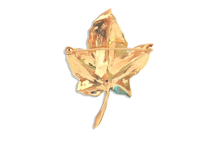 Womens 18K Gold Maple Leaf Brooche Pin. - Prince The Jeweler 14k-gold-maple-leaf-brooche-1-2-carat-diamond, Pins