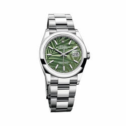 Rolex Datejust 36mm Fluted Bezel 126234 Olive Green Palm Jubilee Men's Luxury Watch